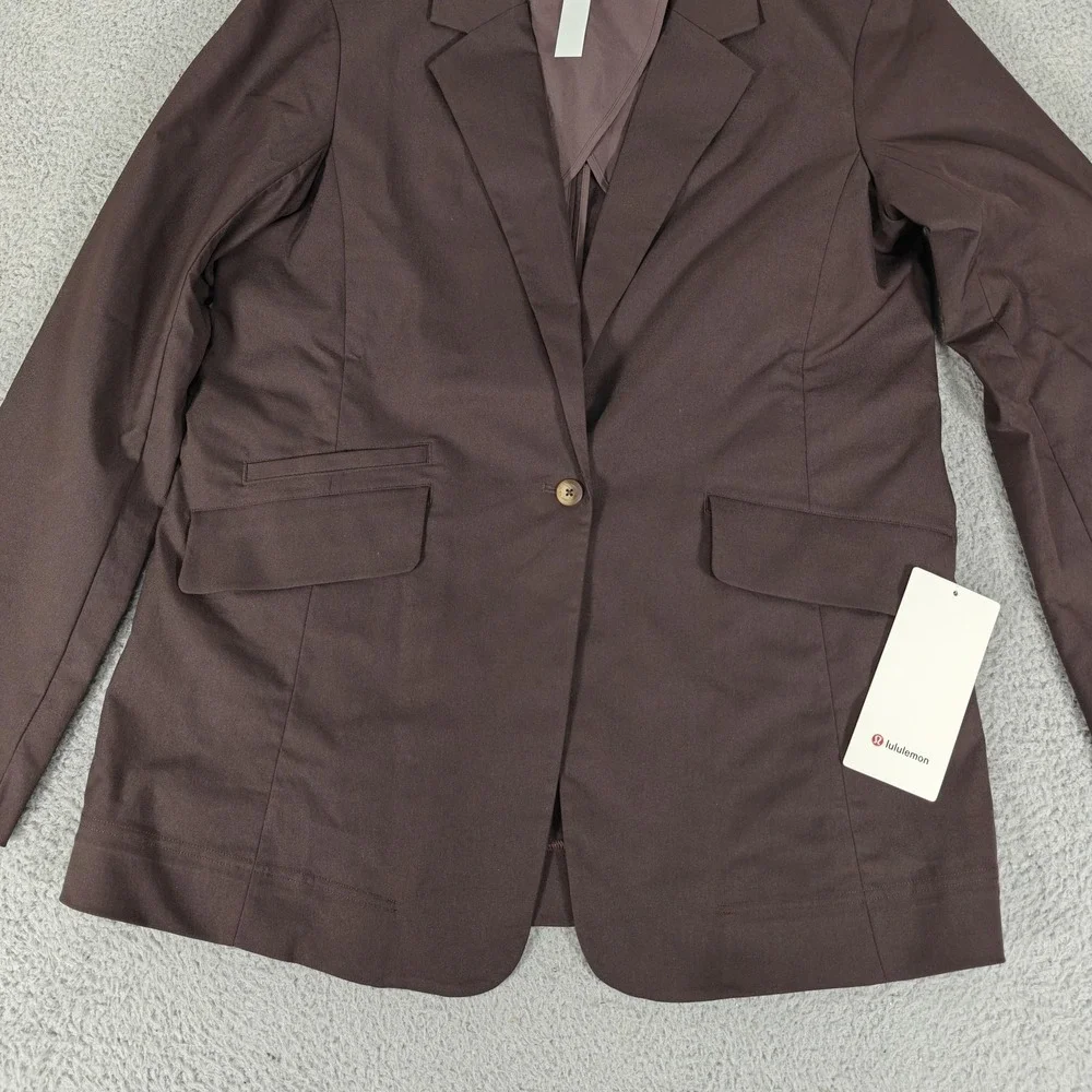Lululemon Blazer Womens Medium Brown Relaxed-Fit Twill Business Casual Jacket - Picture 2 of 11